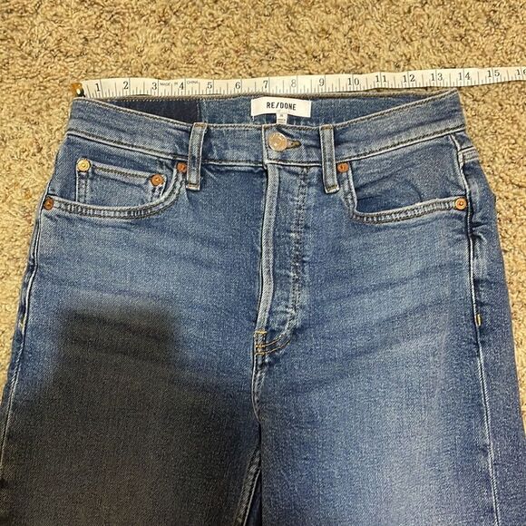 RE/DONE High Rise 70s Stove Pipe Button Fly Raw Hem Denim Jeans Size 26 - Picture 13 of 16